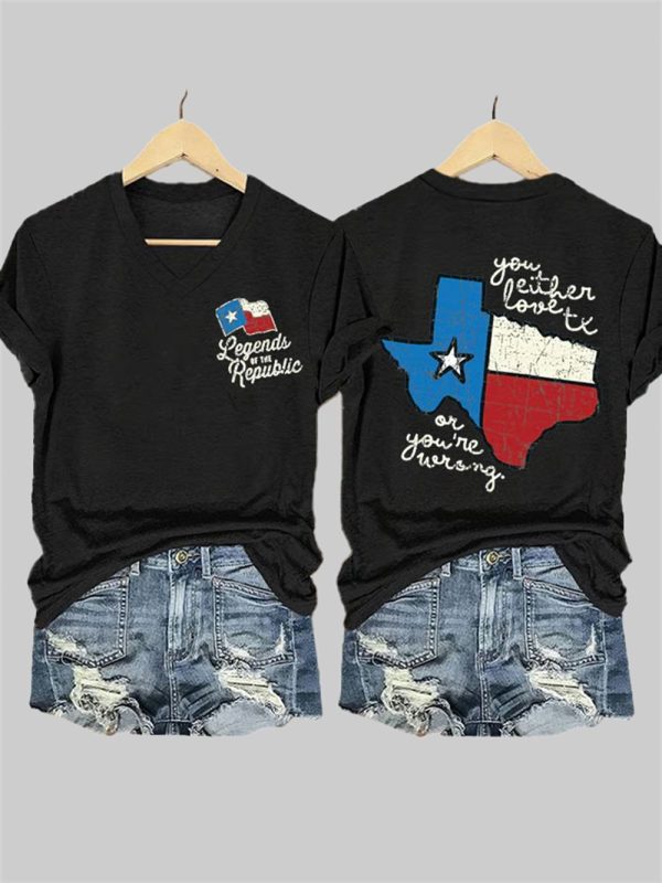Womens Texas Strong Legends of the Republic Print T shirt 2
