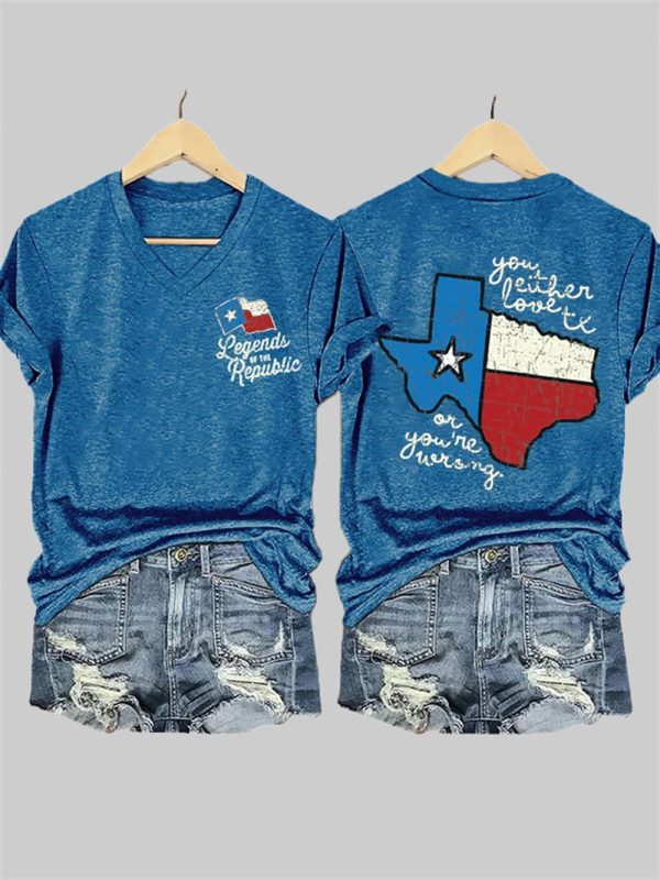 Womens Texas Strong Legends of the Republic Print T shirt 3