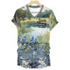 Womens Texas Strong Prayers For Texas Bluebonnet Print V Neck T Shirt 1 2