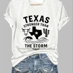 Women's Texas Stronger Than The Storm Printed Short-Sleeved T-Shirt
