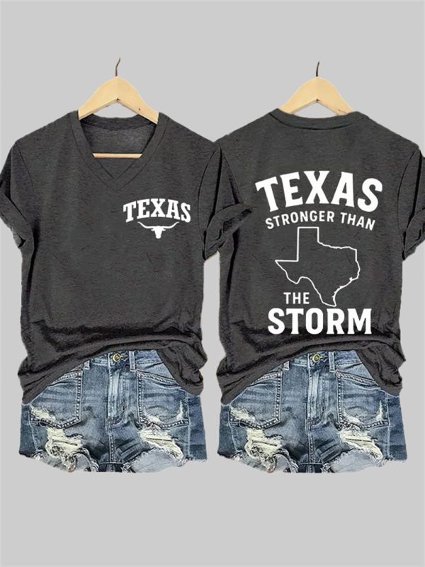 Womens Texas Stronger Than the Storm Print T shirt 5
