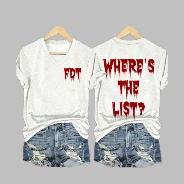 Women's Where's The List Print V Neck T-shirt