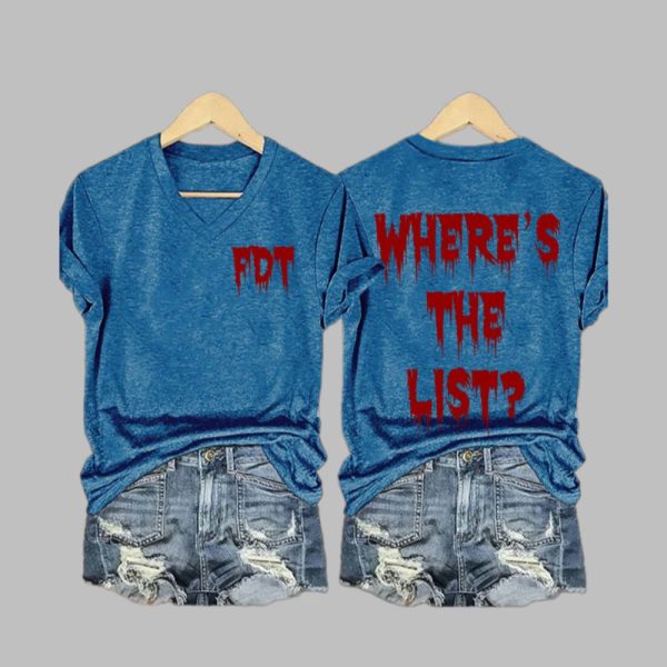 Womens Wheres The List Print V Neck T shirt 2