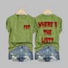 Womens Wheres The List Print V Neck T shirt 3