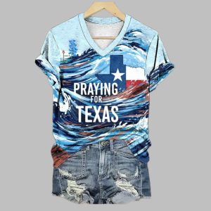 Women's Praying For Texas Printed Short-Sleeved T-Shirt