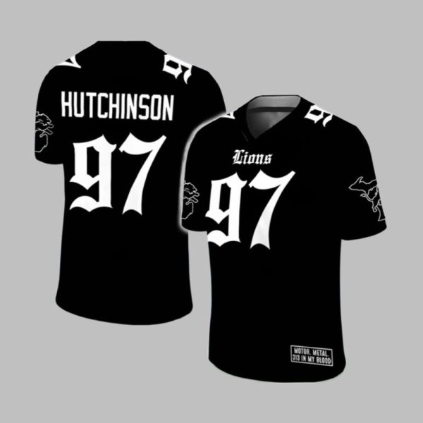 2025 Lions Hutchinson Motor Metal 313 In My Blood Football Jersey 1 1