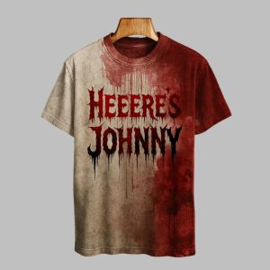 2025 Halloween Heeere's Johnny Blood Printed T-shirt
