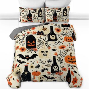 Happy Halloween Wine Bottles All Season Bedding Set
