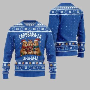 2025 Christmas Capybara La La La Ugly Christmas Sweater 1