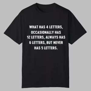 What Has 4 Letters Occasionally Has 12 Letters Shirt 0 0