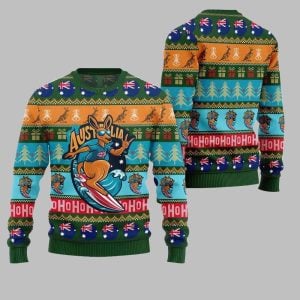 2025 Christmas Festive Australia Kangaroo Holiday Jumper Ugly Christmas Sweater 1