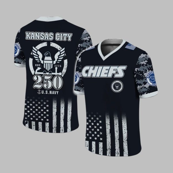 2025 Chiefs US NAVY 250th Birthday Celebration Football Jersey 1 1