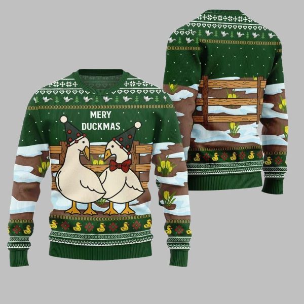 2025 Christmas Adorable Duck Family Farm Ugly Christmas Sweater 1