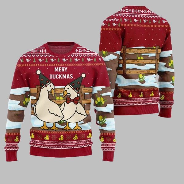 2025 Christmas Adorable Duck Family Farm Ugly Christmas Sweater 2
