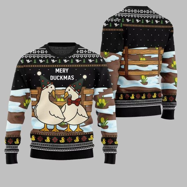 2025 Christmas Adorable Duck Family Farm Ugly Christmas Sweater 3
