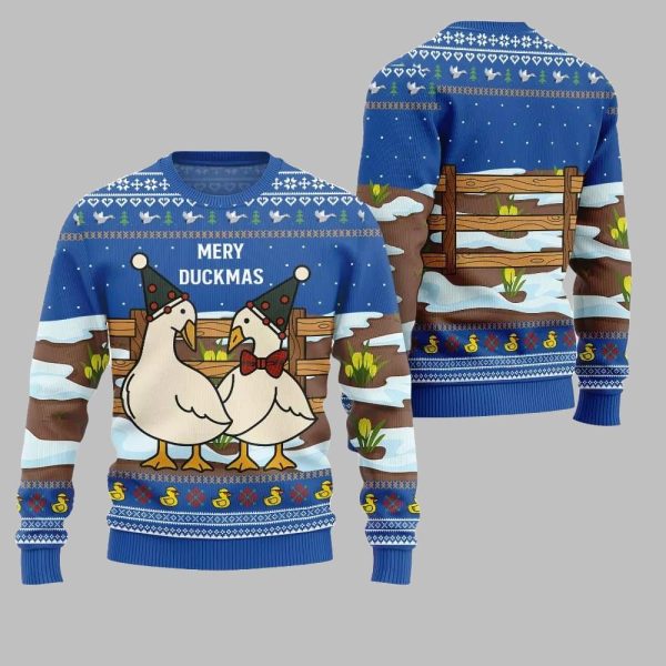 2025 Christmas Adorable Duck Family Farm Ugly Christmas Sweater 4
