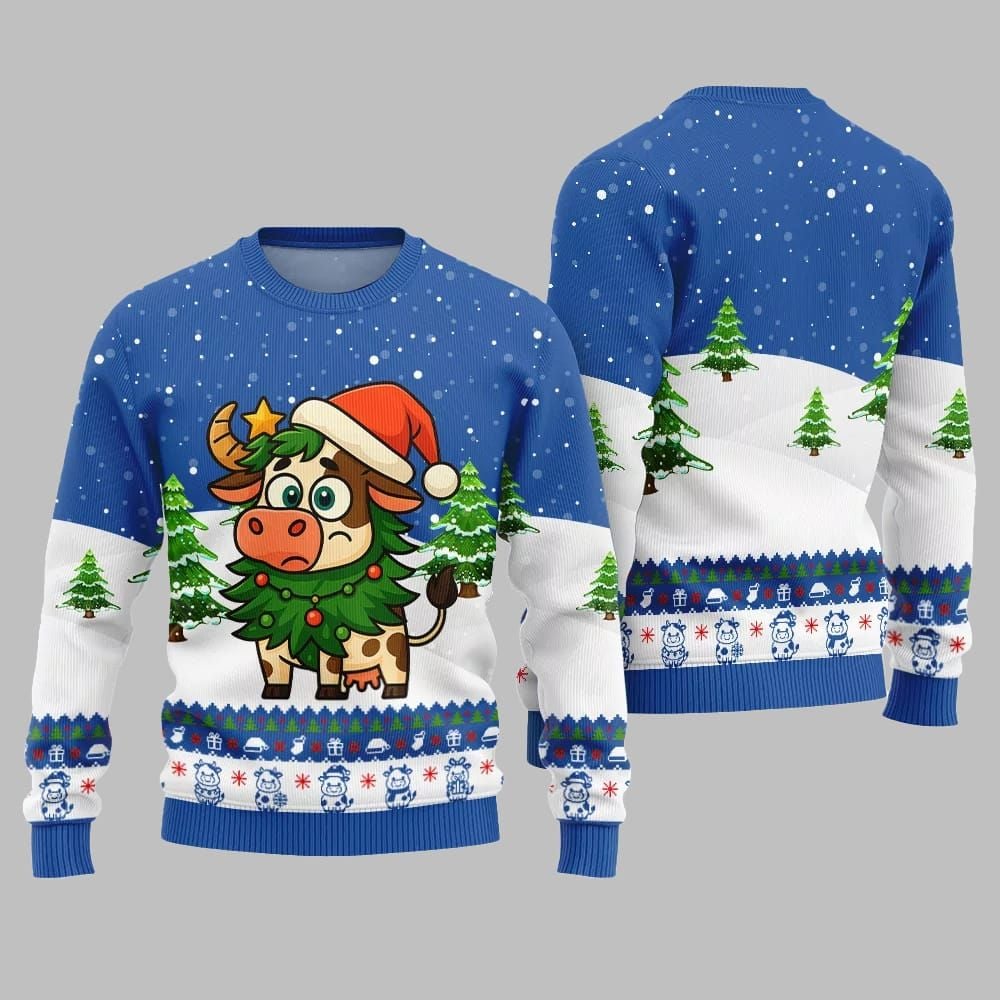 2025 Christmas Adorable Santa Cow Ugly Christmas Sweater 1 2025 Christmas Adorable Santa Cow Ugly Christmas Sweater 1