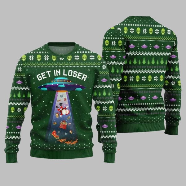 2025 Christmas Alien UFO Ugly Christmas Sweater 1
