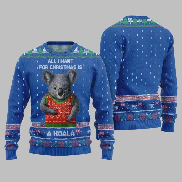 2025 Christmas All I Want For Christmas Is A Koala Ugly Christmas Sweater 1