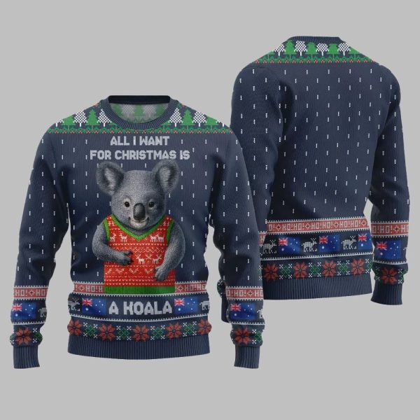 2025 Christmas All I Want For Christmas Is A Koala Ugly Christmas Sweater 2