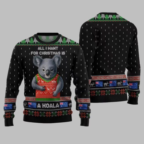 2025 Christmas All I Want For Christmas Is A Koala Ugly Christmas Sweater 3