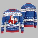 2025 Christmas All I Want For Christmas Is Rugby Ugly Christmas Sweater
