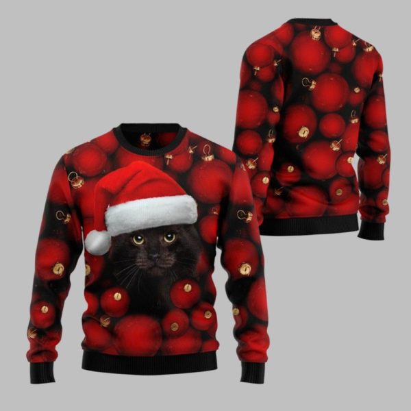 2025 Christmas Black Cat Christmas Ugly Christmas Sweater 1 1