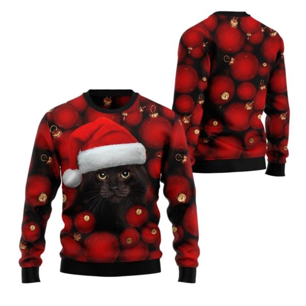 2025 Christmas Black Cat Christmas Ugly Christmas Sweater 1 2
