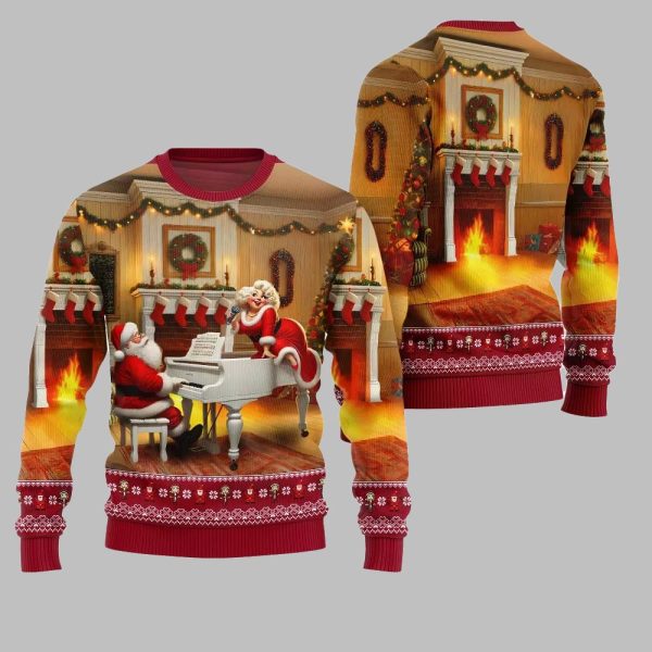 2025 Christmas Bold Piano Claus Ugly Christmas Sweater 3