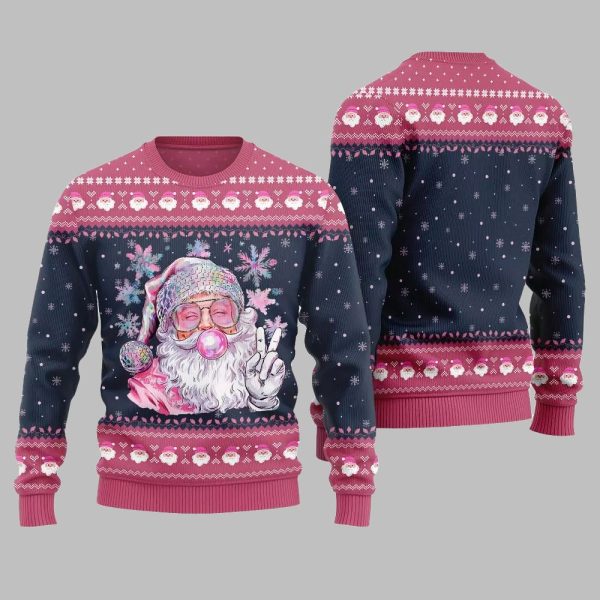 2025 Christmas Bubble Gum Santa Ugly Christmas Sweater 3
