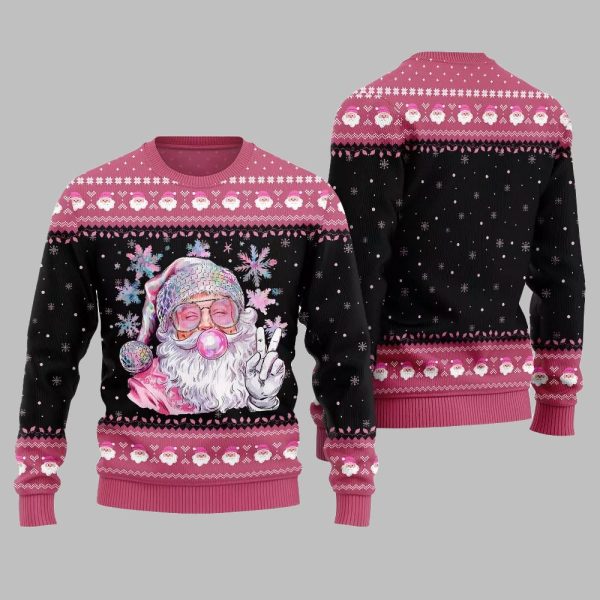 2025 Christmas Bubble Gum Santa Ugly Christmas Sweater 4