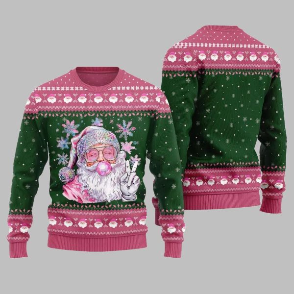 2025 Christmas Bubble Gum Santa Ugly Christmas Sweater 5