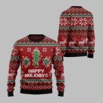 2025 Christmas Cactus Happy Holidays Ugly Christmas Sweater