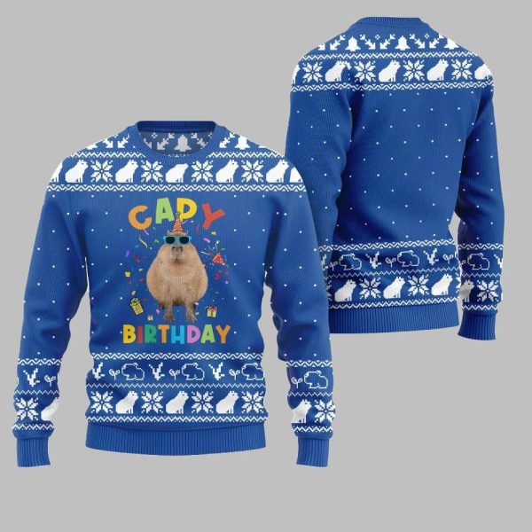 2025 Christmas Capy Birthday Ugly Christmas Sweater 1