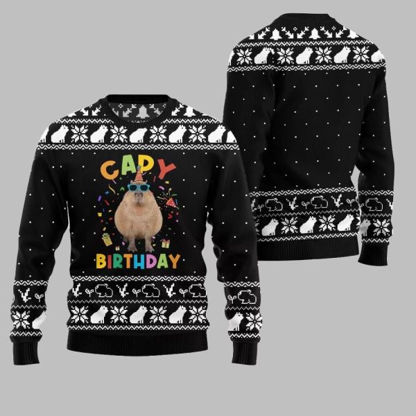 2025 Christmas Capy Birthday Ugly Christmas Sweater 2