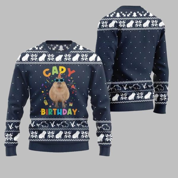 2025 Christmas Capy Birthday Ugly Christmas Sweater 4