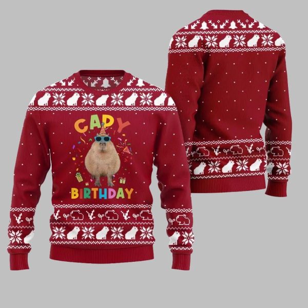 2025 Christmas Capy Birthday Ugly Christmas Sweater 5