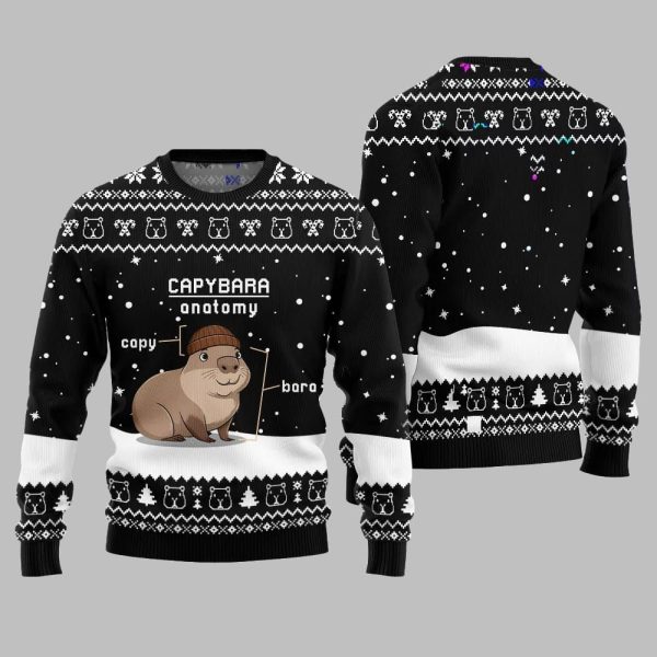 2025 Christmas Capybara Anatomy Ugly Christmas Sweater 2