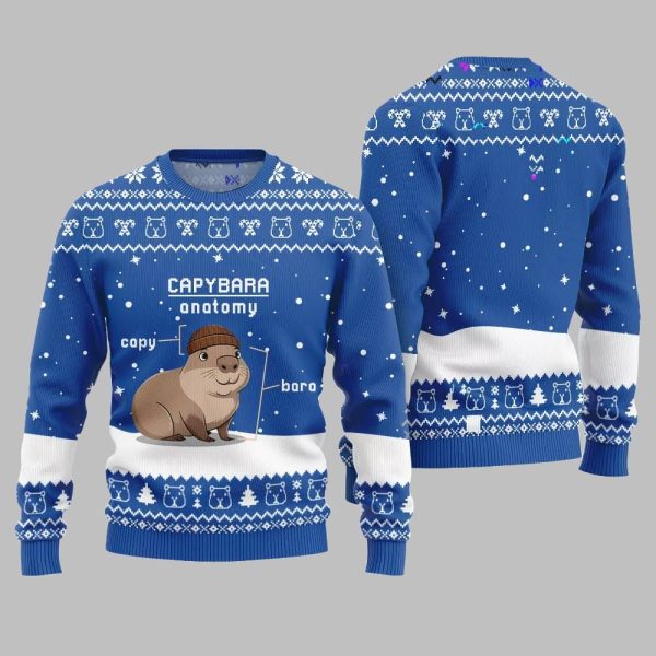 2025 Christmas Capybara Anatomy Ugly Christmas Sweater 3