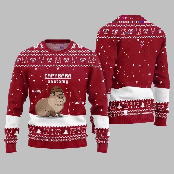 2025 Christmas Capybara Anatomy Ugly Christmas Sweater 4