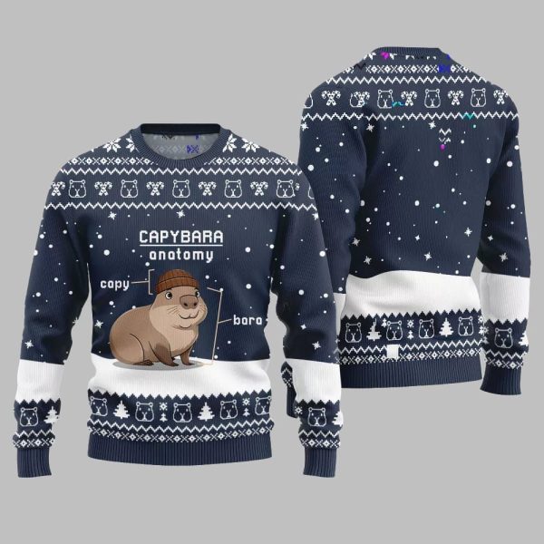2025 Christmas Capybara Anatomy Ugly Christmas Sweater 5