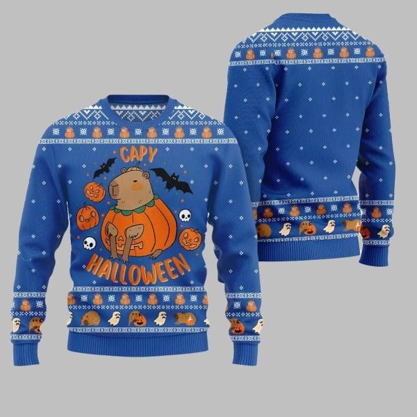 2025 Christmas Capybara Halloween Ugly Christmas Sweater 2