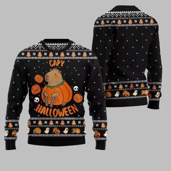 2025 Christmas Capybara Halloween Ugly Christmas Sweater 4