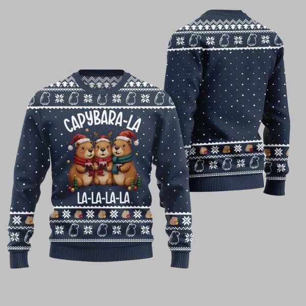2025 Christmas Capybara La La La Ugly Christmas Sweater 2