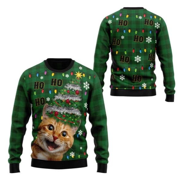 2025 Christmas Cat Christmas Tree Ugly Christmas Sweater 1 2