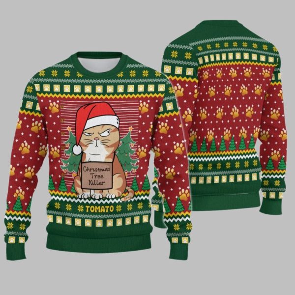 2025 Christmas Cat Tree Kille Ugly Sweatshirt 1