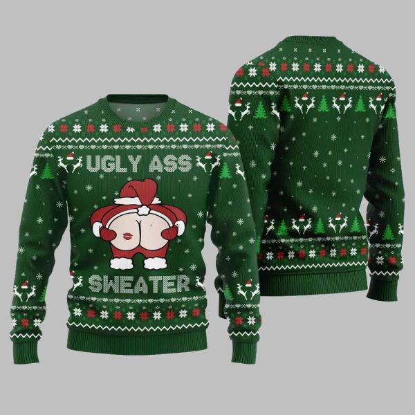 2025 Christmas Caught Kissing Santa Ugly Christmas Sweater 1