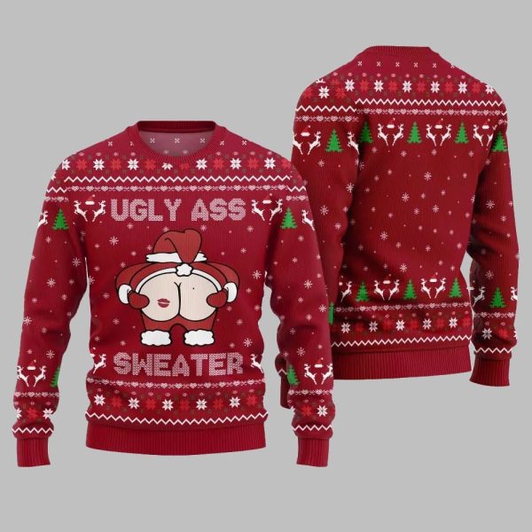 2025 Christmas Caught Kissing Santa Ugly Christmas Sweater 2