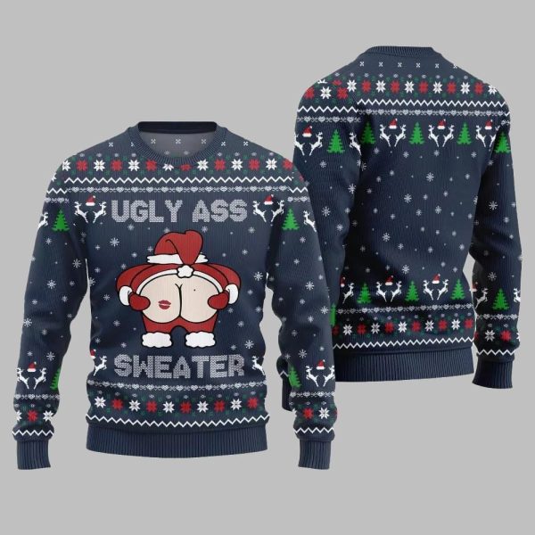 2025 Christmas Caught Kissing Santa Ugly Christmas Sweater 3