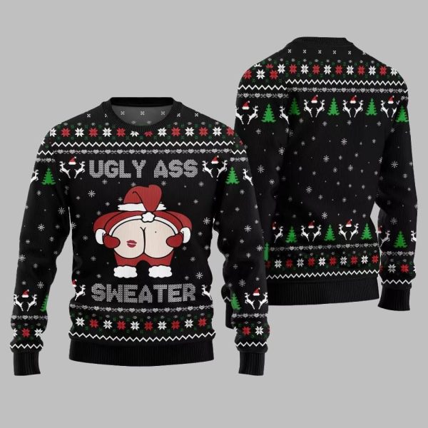 2025 Christmas Caught Kissing Santa Ugly Christmas Sweater 4